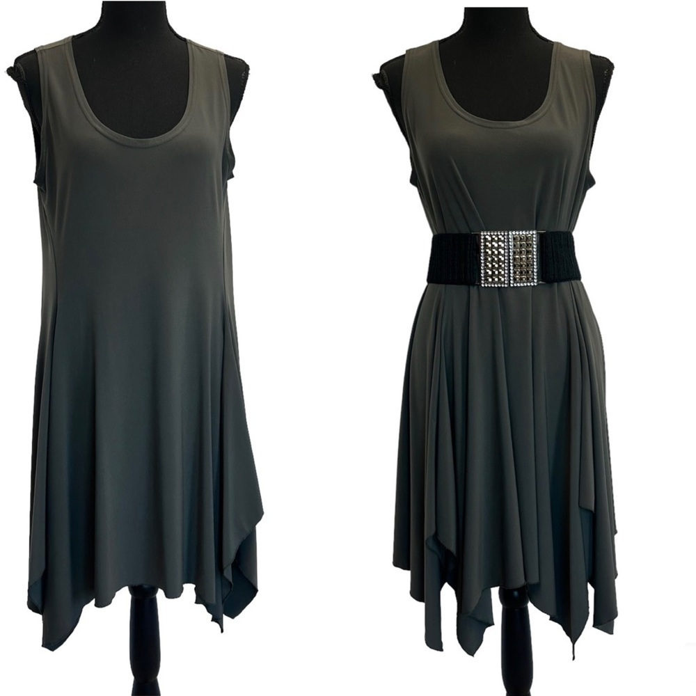 Sympli khaki green asymmetrical sleeveless dress Sz 10